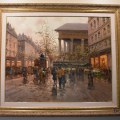 A04. Signed Emilio Payes Paris street scene painting on canvas. Canvas: 31.5"h x 38"w 